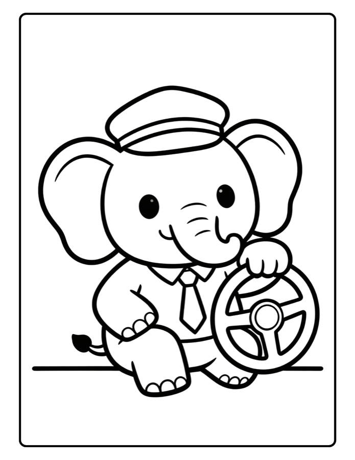 Bus Driver Elephant coloring character source art