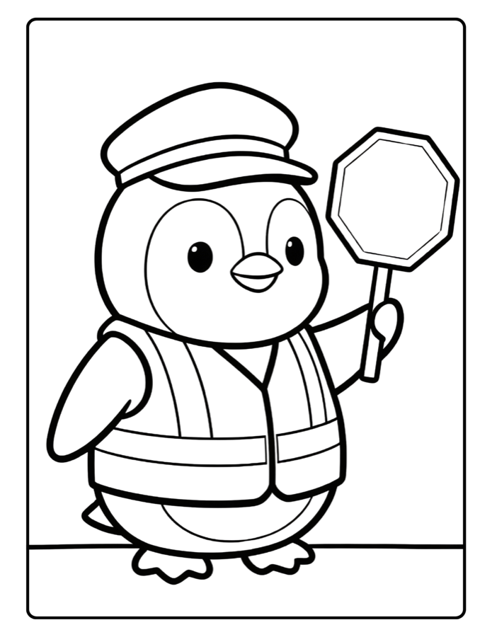 Crossing Guard Penguin coloring character source art